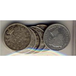Lot of six  Victorian 10 cents;  Includes 188