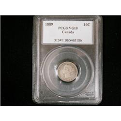 1889 10¢ PCGS VG10.  A nice key date coin wit