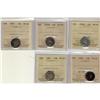 Image 1 : Lot of 5 10¢ coins all ICCS VF20. Includes 19