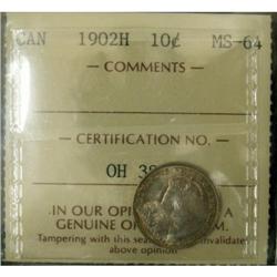 1902H 10¢ ICCS MS64..  Falshy pinkish toning.