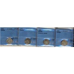 Lot of four CCCS graded 10 cents; 1907 EF-40,