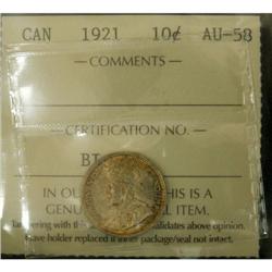 1921 10¢ ICCS AU58, a little gem with golden