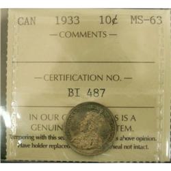 1933 10¢ ICCS MS63, a nice mintstate example