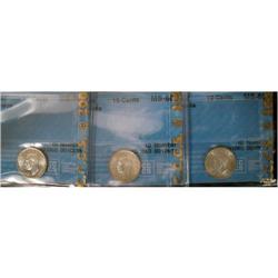 Lot of three CCCS graded Ten cents; 1942, 194
