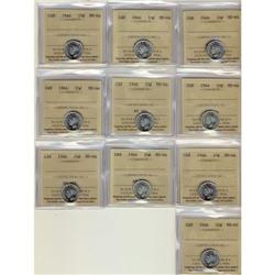 1946 10¢ ICCS MS-64.  Lot of 10 pieces.  All