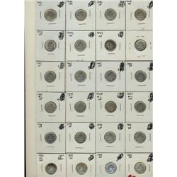 1950 to 1961 10¢.  Lot of 39 coins.  EF to BU