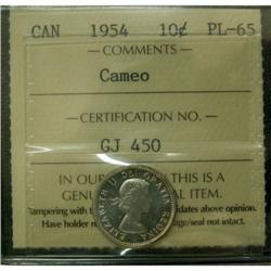 1954 10¢ ICCS PL65 CAMEO. Brilliant with full