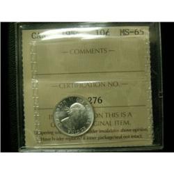 1954 10¢ ICCS MS65. Brilliant with full luste