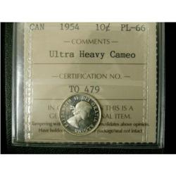 1954 10¢ ICCS PL-66  ULTRA HEAVY CAMEO, a gre