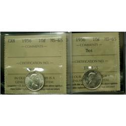 1956 and 1956 Dot 10¢, both coins are ICCS MS