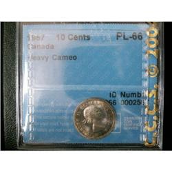 10 Cents 1957, graded CCCS PL-66; Heavy Cameo