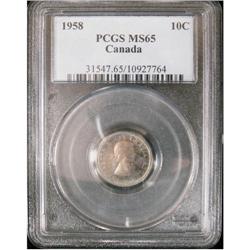 1958 10¢ PCGS MS65, superbly toned coin.