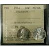 Image 1 : 1964 10¢ ICCS MS-66, white on reverse and nic