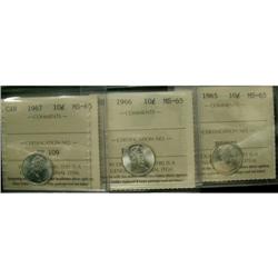 1965, 1966, 1967, 1968 silver, all four coins