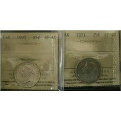 1871 and 1900 25¢, both ICCS graded EF-40