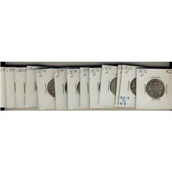 Lot of sixteen  Victoria 25  cents;  Includes