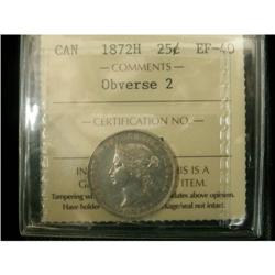 1872H 25¢  ICCS EF40. A nice Victorian exampl