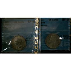 Lot of two CCCS graded 25¢; 1874H EF-40 scrts
