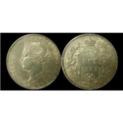 1875H 25¢ ICCS AU-58PQ  Brilliant with lots o