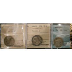 1880H (2) and 1889 25¢. Lot of 3 coins.  Incl