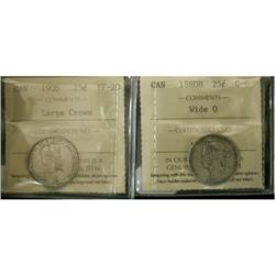 Lot of two ICCS 25¢, 1880H Wide O G-6, 1906 L