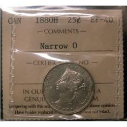 1880H "Narrow" O 25¢ ICCS EF-40  Brilliant wi