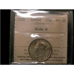 1880H "Wide" O 25¢ ICCS VF-30  Brilliant with