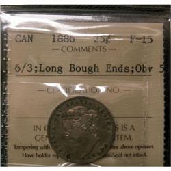 1886 Obv #5 6 over 3 variety  25¢ ICCS F-15,