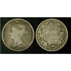1887 25¢ VG8, a solid example.