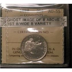 1888 "wIDE" 8's 25¢ ICCS AU-55  Brilliant wit