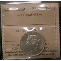 1889 25¢ ICCS VF-20  Brilliant with lots of l