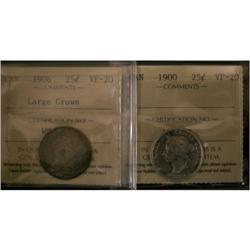 1900 and 1906 25¢, both ICCS VF-20