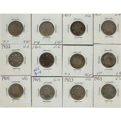 Lot of twelve  25 cents;  Includes 1902 (2),