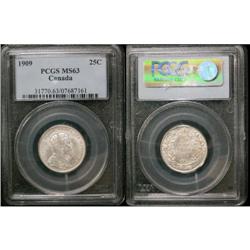 1909 25¢ PCGS MS63.Brilliant with full luster