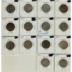 Lot of  fourteen  25 cents;  Includes 1913, 1