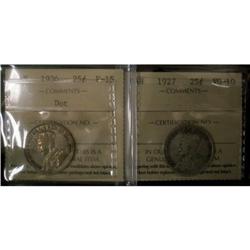 1927 and 1936 Dot 25¢.  Two key examples both