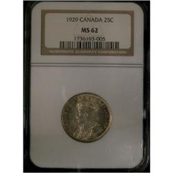 1929 25¢ NGC MS-62, touch of gold otherwise b