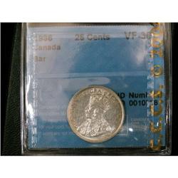 1936 BAR variety 25¢ CCCS graded VF-30, brill