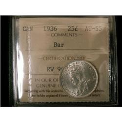 1936  BAR 25¢ ICCS AU-55, brilliant and lustr