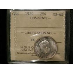 1939 25¢ ICCS MS-65  Nicely toned.  Excellent