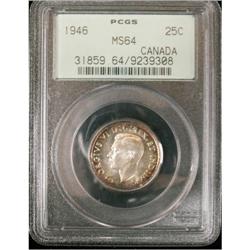 1946 25¢ PCGS PCGS MS-64, lovely toning aroun