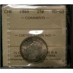 1946 25¢ ICCS MS-65  Nicely toned.  Excellent