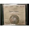 Image 1 : 1955 25¢ ICCS PL-65  HEAVY CAMEO. Brilliant.