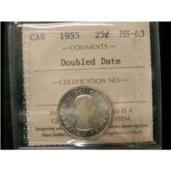 1955 "Doubled date"25¢ ICCS MS-63  Brilliant