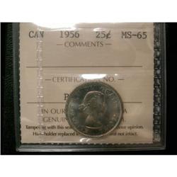 1956 25¢ ICCS MS-65  Great lustre with light