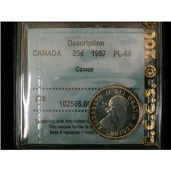 25 Cents 1957, graded CCCS PL-66; Cameo. Nice