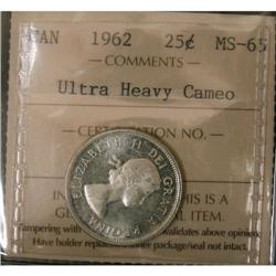 1962 25¢  ICCS MS-65 ULTRA HEAVY CAMEO  fully
