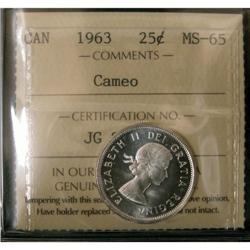 1963 25¢  ICCS MS-65 CAMEO  fully brilliant a