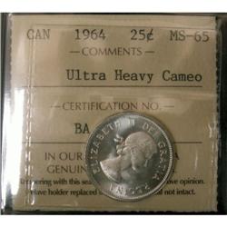 1964 25¢  ICCS MS-65 ULTRA HEAVY CAMEO  fully