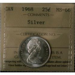 1968 Silver 25¢ ICCS MS-66, an outstanding ex